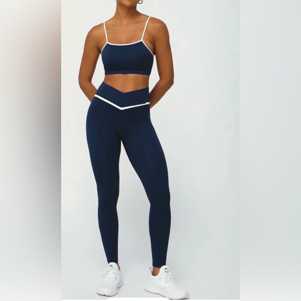 Navy Blue with White Trim Workout Set